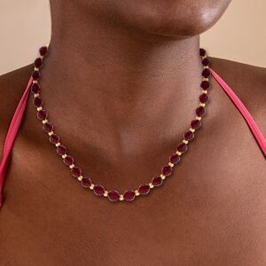 Collier Or 375 Cristal Grenat 6mm Boules 3mm 45cm