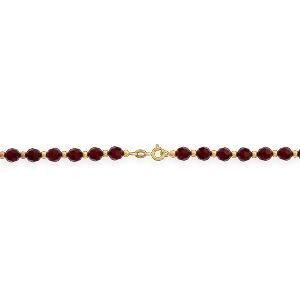 Collier Or 375 Cristal Grenat 6mm Boules 3mm 45cm