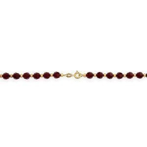 Collier Or 375 Cristal Grenat 6mm Boules 3mm 45cm