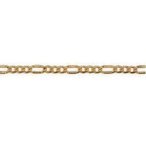 Collier Or 750 Maille Cheval Alterné Diamanté Creux 4.8mm 60cm