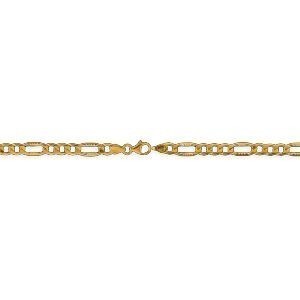 Collier Or 750 Maille Cheval Alterné Diamanté Creux 4.8mm 60cm