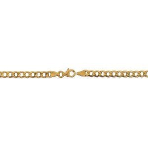 Collier Chaîne Or 750 Maille Gourmette Diamanté Creux 4.2mm 50cm