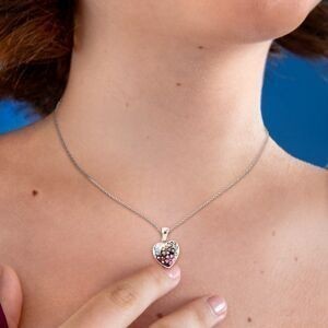 Collier Acier Cœur 14.5*22mm Email Multicolore 42 A 45cm
