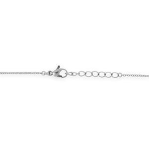 Collier Acier Motif 14.5mm Email Bleu 42 A 45cm