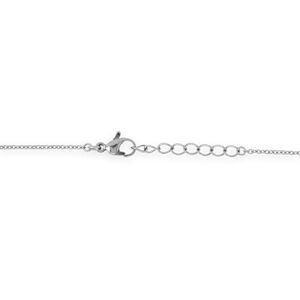 Collier Acier Motif 14.5mm Email Bleu 42 A 45cm