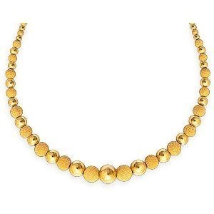 Collier Chute Or 375 Boules Lisses Sablées 45cm