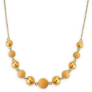 Collier Chute Or 375 Chaîne Boules Lisses Sablées 7  à 10mm 45cm
