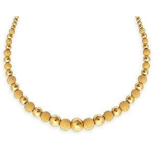 Collier Chute Or 750 Boules Lisses Sablées 2  à 9mm 45cm