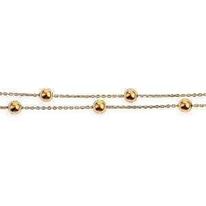 Collier Or 750 Chaîne 1mm Double Rang Grain D'or 4mm 42 A 45cm