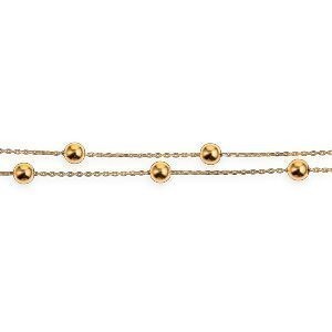 Collier Or 750 Chaîne 1mm Double Rang Grain D'or 4mm 42 A 45cm