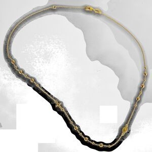 Collier Chapelet Or 750 1mm Boules 2  à 3mm Miraculeuse Croix 42  à 45cm