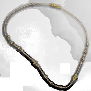 Collier Chapelet Or 750 1mm Boules 2  à 3mm Miraculeuse Croix 42  à 45cm