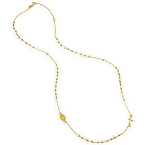 Collier Chapelet Or 750 Boules2mm Miraculeuse4.5*7.5mm Croix5.7*7.5mm 42  à 45cm