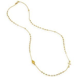 Collier Chapelet Or 750 Boules2mm Miraculeuse4.5*7.5mm Croix5.7*7.5mm 42  à 45cm