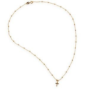 Collier Chapelet Or 750 1mm 42cm Boules 2mm Croix