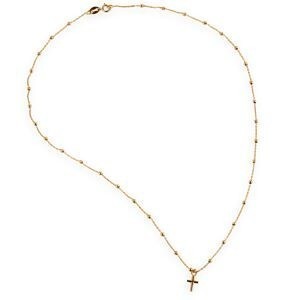 Collier Chapelet Or 750 1mm 42cm Boules 2mm Croix