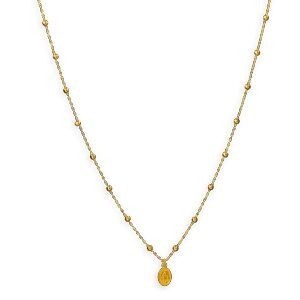 Collier Chapelet Or 750 1mm Boules 2mm Miraculeuse 4.5*7.5mm 42cm