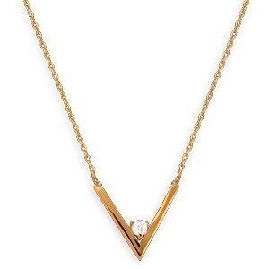 Collier Plaqué Or 1.2mm Motif V Zirconium 3mm 38  à 42cm