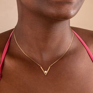 Collier Plaqué Or 1.2mm Motif V Zirconium 3mm 38  à 42cm