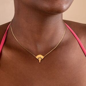 Collier Plaqué Or Chaîne 1.3mm Arbre du Voyageur 18*17mm Zirconium 38 A 42mm