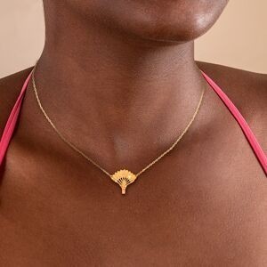 Collier Plaqué Or Chaîne 1.3mm Arbre du Voyageur 18*17mm Zirconium 38 A 42mm
