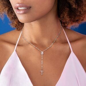 Collier Chapelet Argent 925 1.9mm Boules 4mm Miraculeuse Croix Christ 58cm