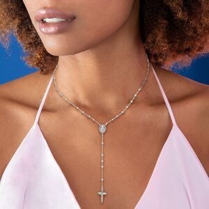 Collier Chapelet Argent 925 1.9mm Boules4mm Médaille Croix Christ 60cm Sans Fermoir