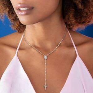 Collier Chapelet Argent 925 1.9mm Boules4mm Médaille Croix Christ 60cm Sans Fermoir