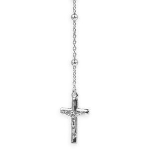 Collier Chapelet Argent 925 1.9mm Boules4mm Médaille Croix Christ 60cm Sans Fermoir
