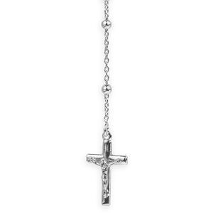 Collier Chapelet Argent 925 1.9mm Boules4mm Médaille Croix Christ 60cm Sans Fermoir
