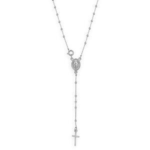 Collier Chapelet Argent 925 1mm Boules 2mm Miraculeuse Croix 48cm