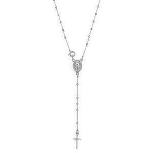 Collier Chapelet Argent 925 1mm Boules 2mm Miraculeuse Croix 48cm