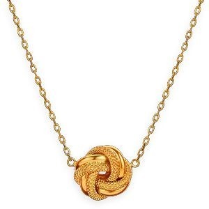 Collier Or 750 1.3mm Nœud 14mm Lisse Godronné 45cm