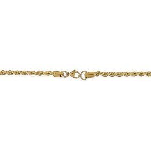 Collier Acier Jaune Maille Corde 4mm 50cm