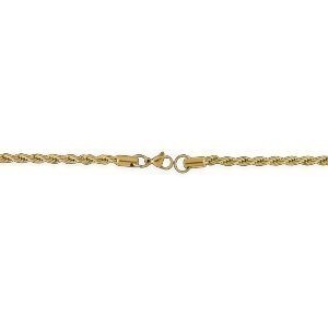 Collier Acier Jaune Maille Corde 4mm 50cm