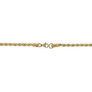 Collier Acier Jaune Maille Corde 4mm 60cm
