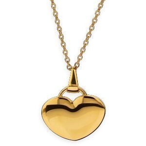 Collier Acier Jaune Cœur 26*32mm Chaîne Gourmette 2mm 42  à 45cm