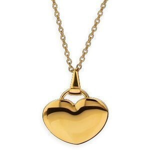 Collier Acier Jaune Cœur 26*32mm Chaîne Gourmette 2mm 42  à 45cm