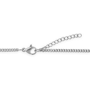 Collier Acier Cœur Motif fantaisie 25*30mm Chaîne Gourmette 2mm 45  à 48cm