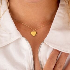 Collier Acier Jaune Cœur 22*19mm Chaîne Forçat 2mm 42  à 45cm