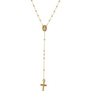 Collier Chapelet Or 375 0.7mm Boules 2mm Médaille Croix Pend 85mm 40  à 48cm