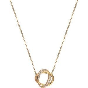 Collier Plaqué Or Motif Entrelacé Zirconium 17mm 38  à 42cm