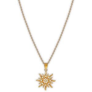Collier Acier Jaune Soleil Zirconium 15.5*22mm 42  à 45cm