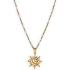 Collier Acier Jaune Soleil Zirconium 15.5*22mm 42  à 45cm