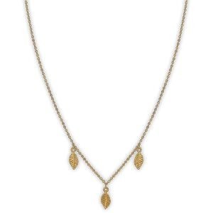 Collier Acier Jaune Feuilles 5.5*9mm 42  à 45cm