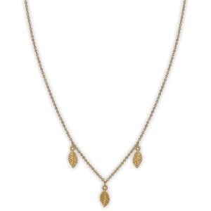 Collier Acier Jaune Feuilles 5.5*9mm 42  à 45cm