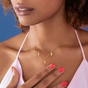 Collier Acier Jaune Feuilles 5.5*9mm 42  à 45cm