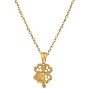 Collier Acier Jaune Trèfle Zirconium 11*20mm 42  à 45cm