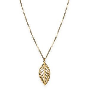 Collier Acier Jaune Feuille 14*30mm 42  à 45cm