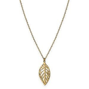 Collier Acier Jaune Feuille 14*30mm 42  à 45cm